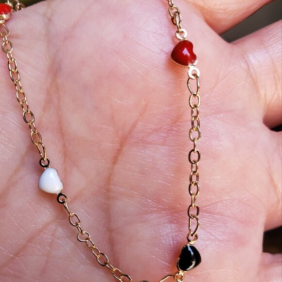 Metal Gallery Hearts Necklace - Red, White and Blue Enamel Hearts - NWT - Picture 6 of 7